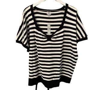 NWT Worthington Woman Black & White Stripe Knit Top Size 3X